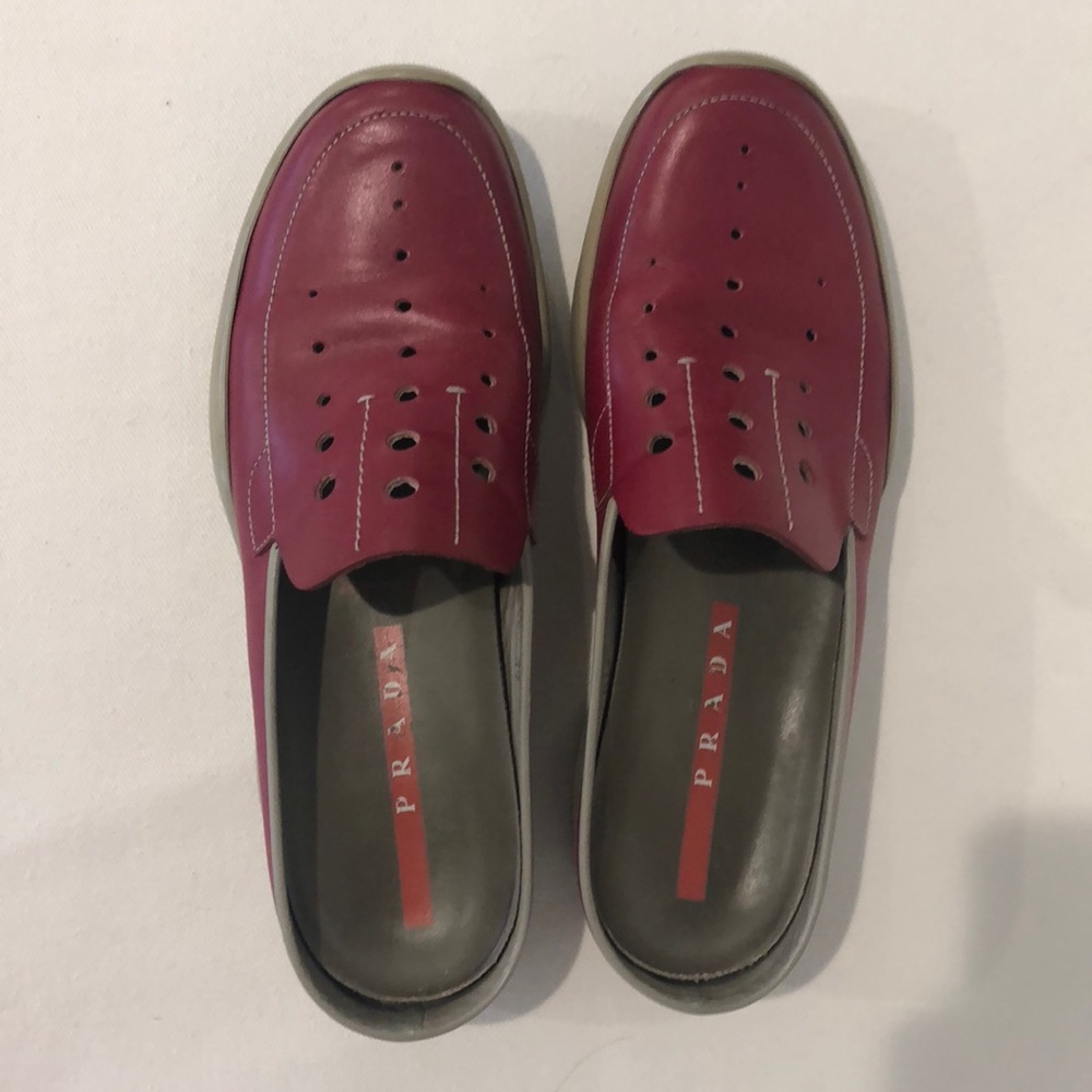 Prada Red Leather slides